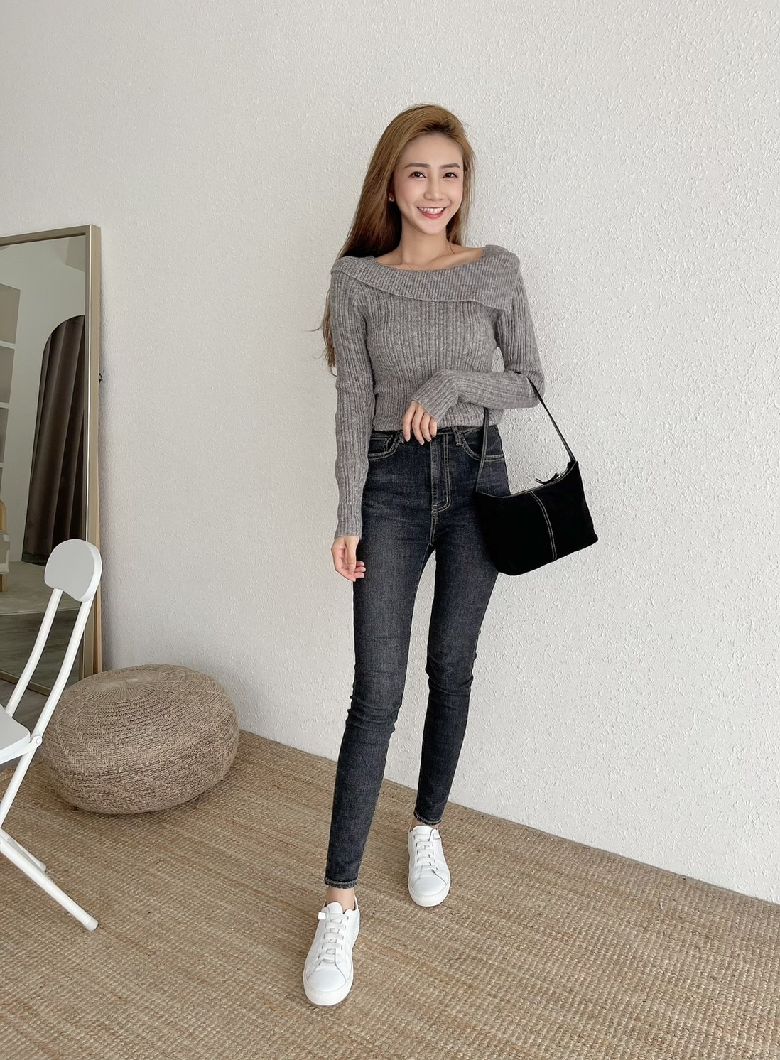 🔥11.09直播新品］💥-3KG超強牛仔褲歐膩家］🇰🇷正韓高腰超彈超顯瘦刷色合身牛仔褲（S-XL/兩色）