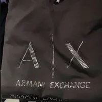 [S] ARMANI EXCHANGE EMBROIDERED LOGO AND BEADS SHORT SLEEVE T-SHIRT,BLACK, 7VYTBMYJA3Z-1200, FINAL SALE (SAX52)