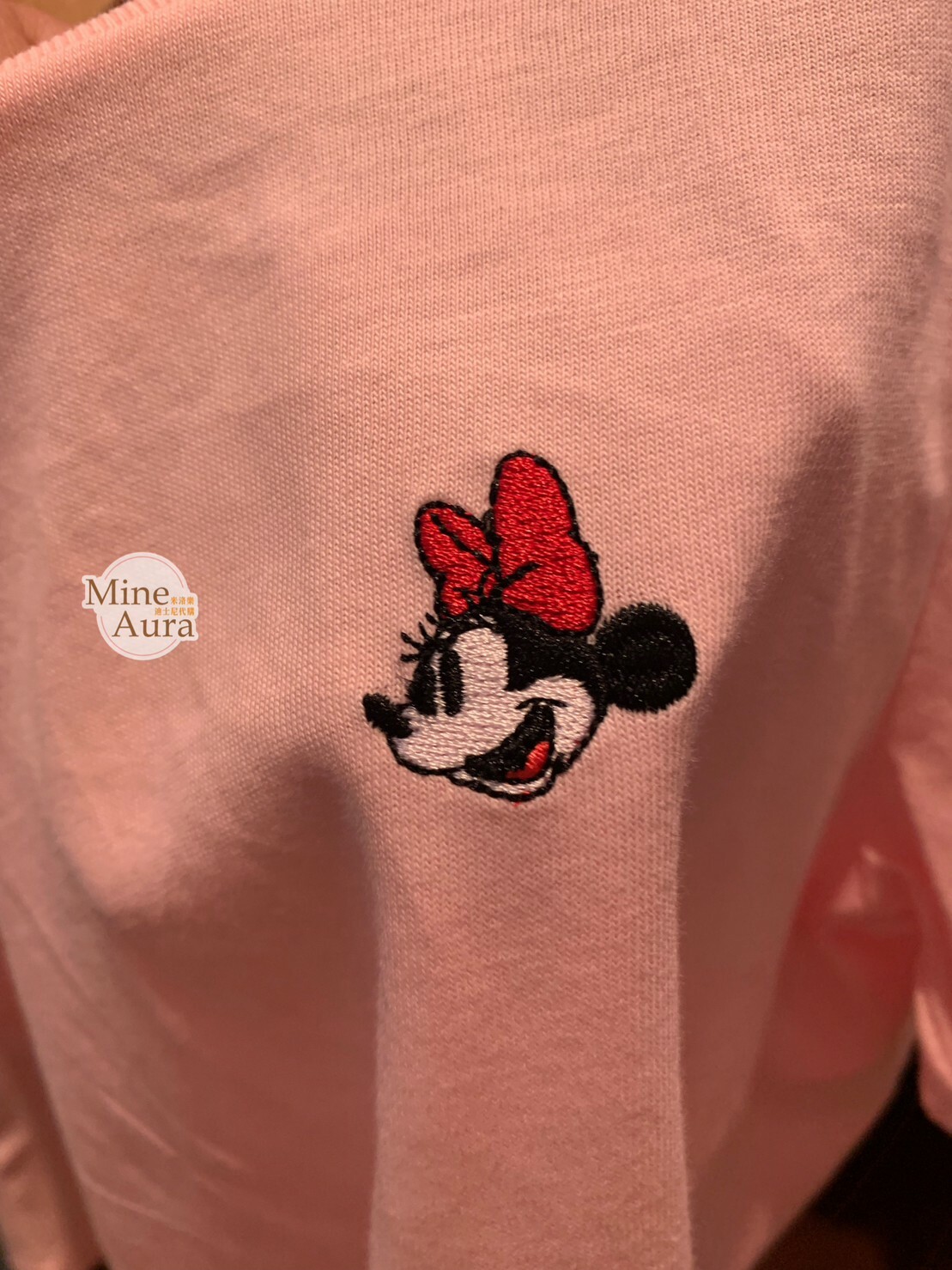 米妮 Minnie 刺繡大頭 粉色 短T 上衣 兒童/成人 親子裝 -香港迪士尼樂園