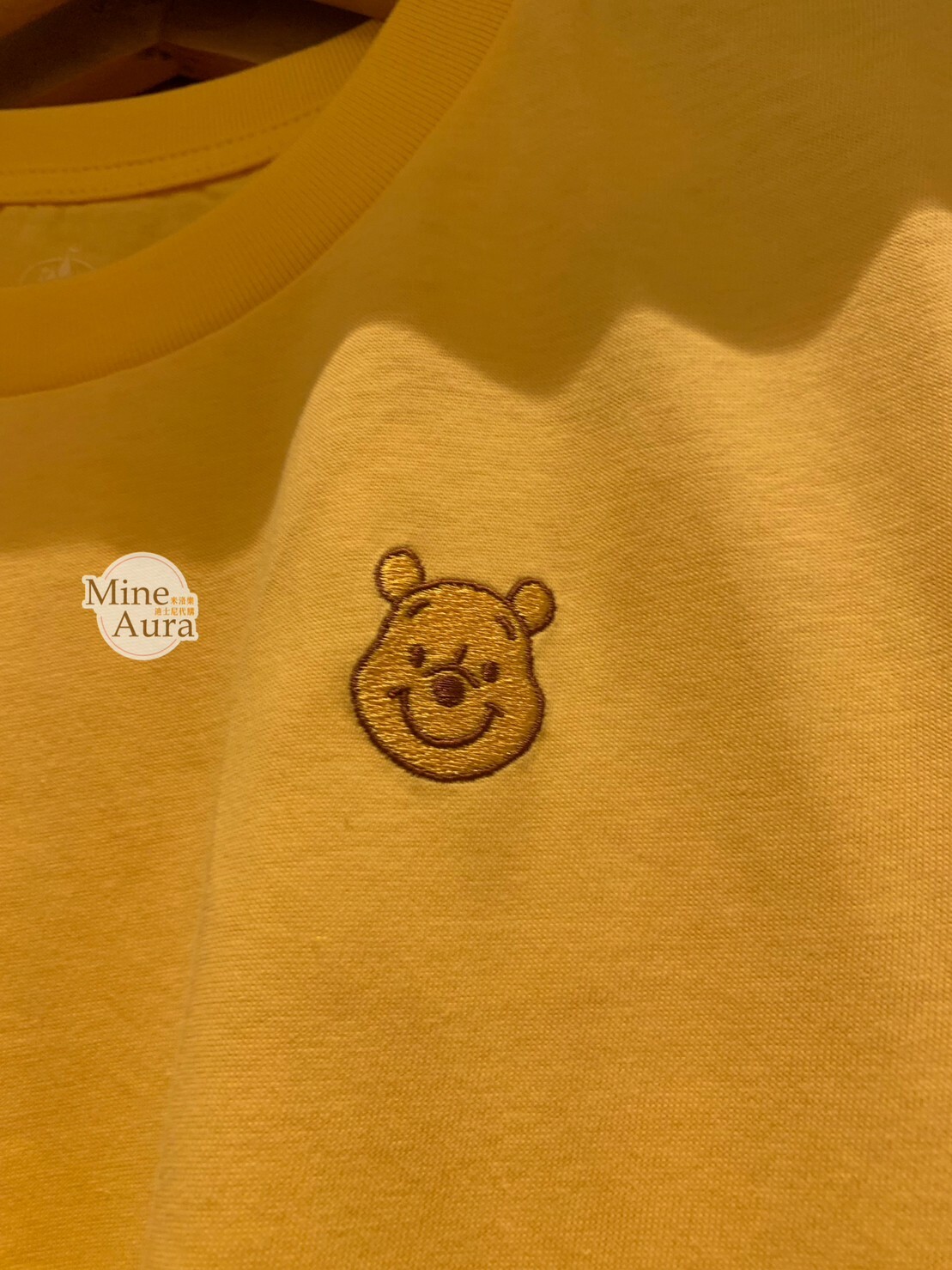 小熊維尼 Winnie the Pooh 刺繡大頭 黃色 短T 上衣 兒童/成人 親子裝 -香港迪士尼樂園