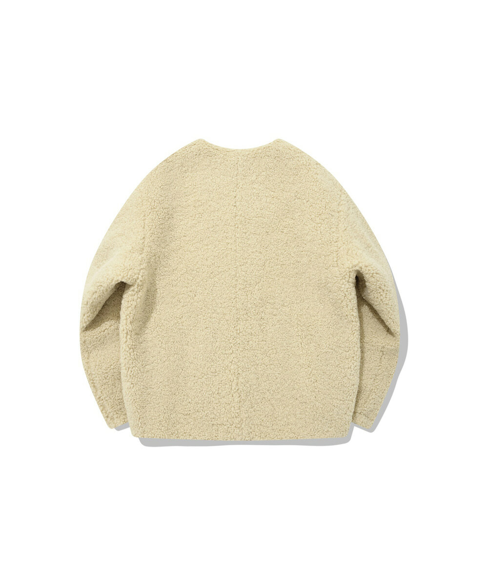 COVERNAT 抓絨無領夾克 象牙色