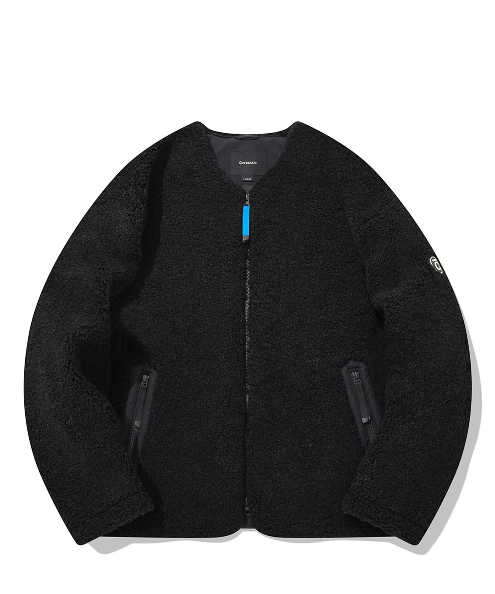 COVERNAT 抓絨無領夾克 黑色