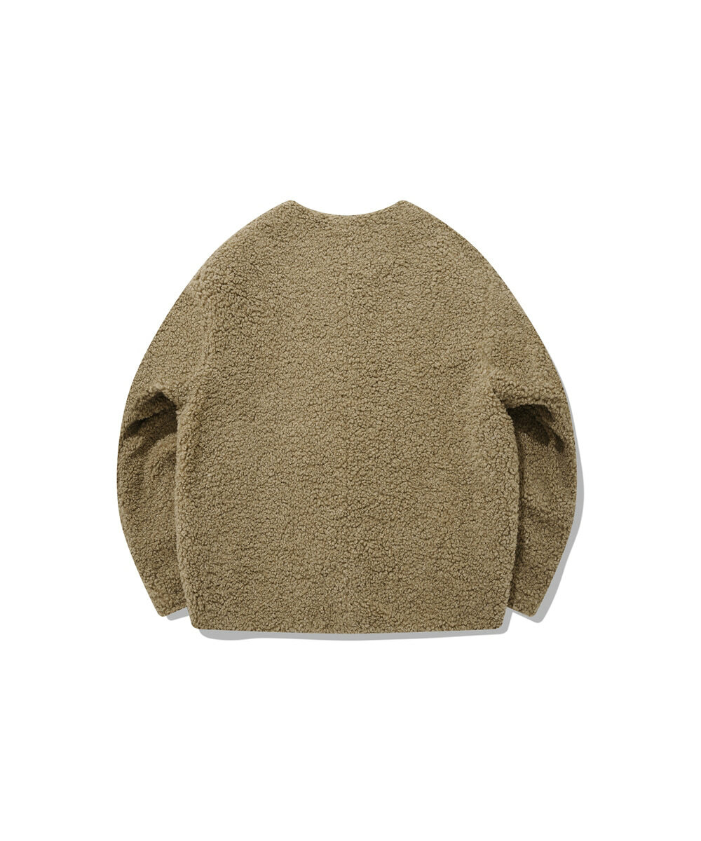 COVERNAT 抓絨無領夾克 米色