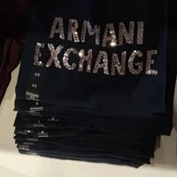[S] ARMANI EXCHANGE SEQUIN LOGO T-SHIRT, BLACK, 7VYTDLYJC7Z-1510 (SAX64)
