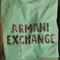 [S] ARMANI EXCHANGE TEXTURED SPARKLE LOGO SHORT SLEEVE T-SHIRT,MINT, 7VYTDLYJC7Z-1860 (SAX67)