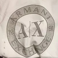 [S] ARMANI EXCHANGE CIRCLE LOGO BEADED SHORT SLEEVE T-SHIRT,WHITE, 7VYTGBYJ5LZ-1100 (SAX68)