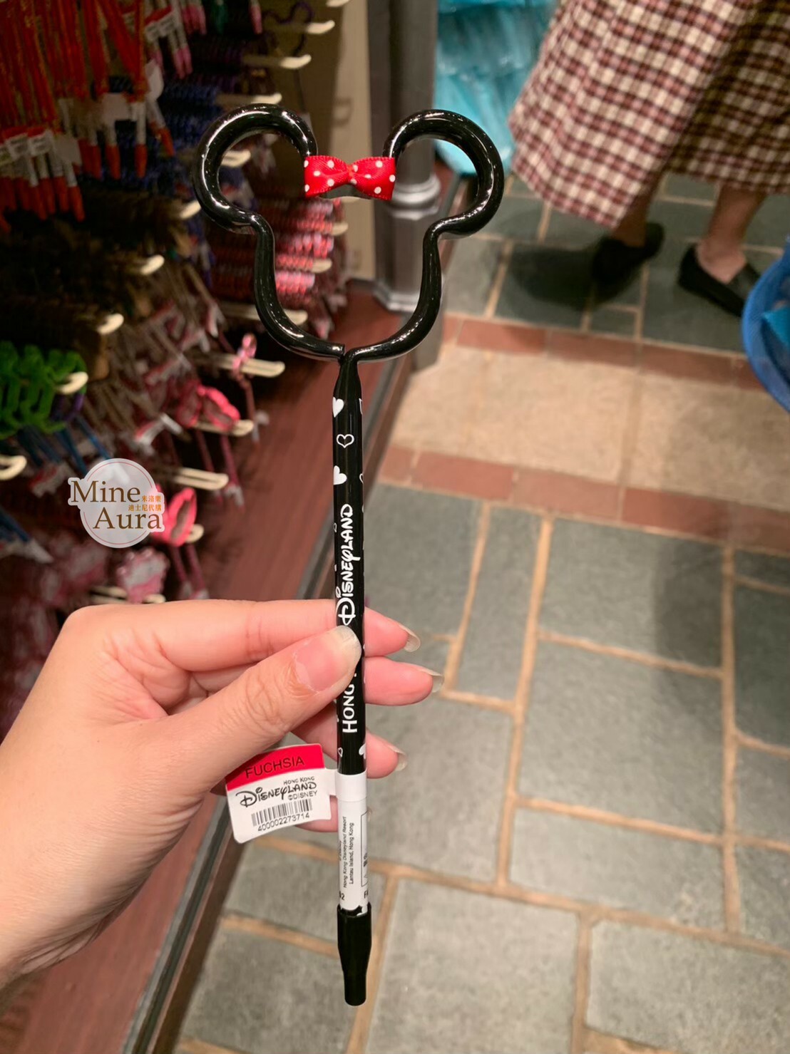 米妮 Minnie 黑色造型 簍空 造型筆 圓珠筆 -香港迪士尼樂園