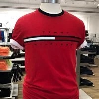 [S] TOMMY HILFIGER REGULAR SHORT SLEEVE LOGO T-SHIRT,RED, 7849807-612 (STH71)