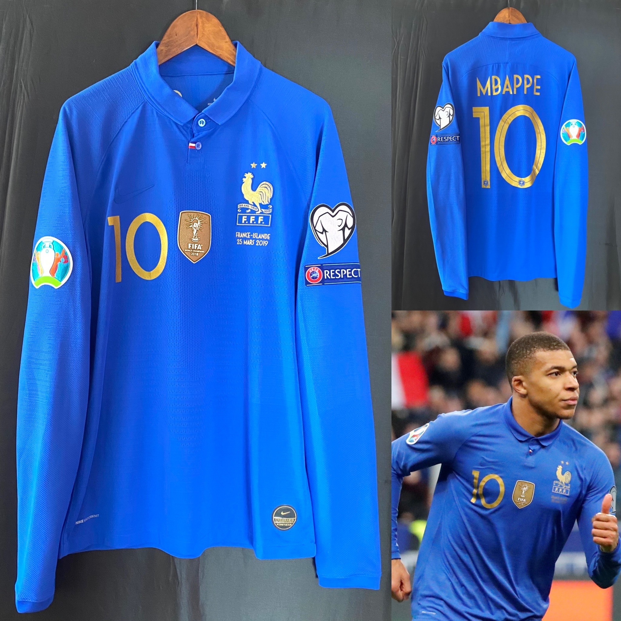 (球員版) 法國 2019 百週年 Nike 主場長袖球員版球衣 #10 MBAPPE
