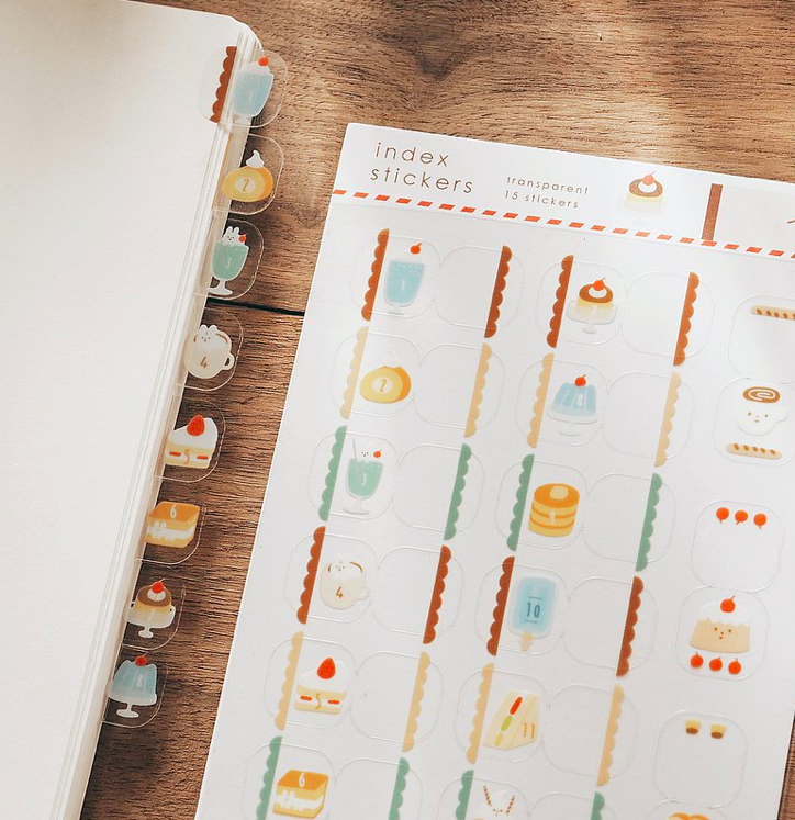 喫茶 透明月份索引貼紙｜右手超人