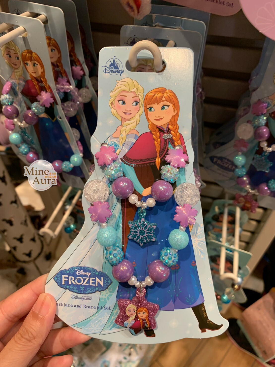 艾莎 Elsa 安娜Anna 串珠造型 手環+項鍊 2入組 冰雪奇緣 Frozen -香港迪士尼樂園