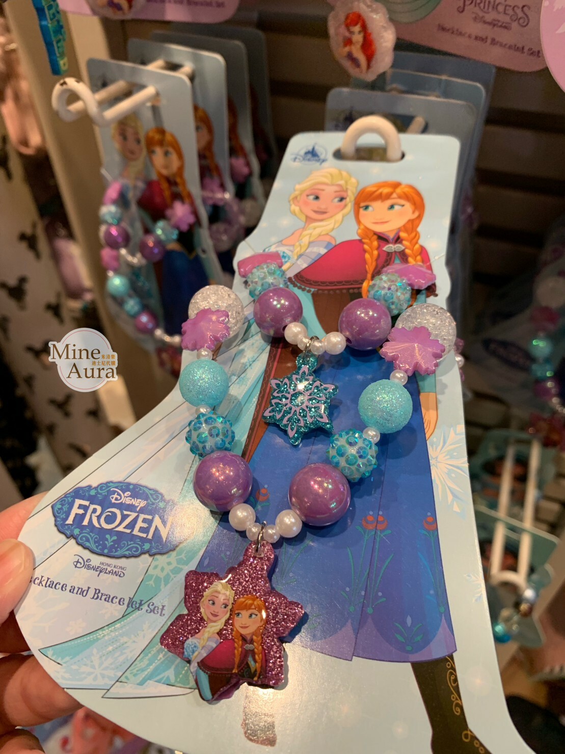 艾莎 Elsa 安娜Anna 串珠造型 手環+項鍊 2入組 冰雪奇緣 Frozen -香港迪士尼樂園