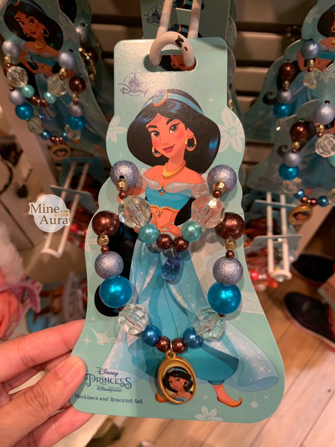 茉莉公主 Jasmine 串珠造型 手環+項鍊 2入組 阿拉丁 Aladdin -香港迪士尼樂園