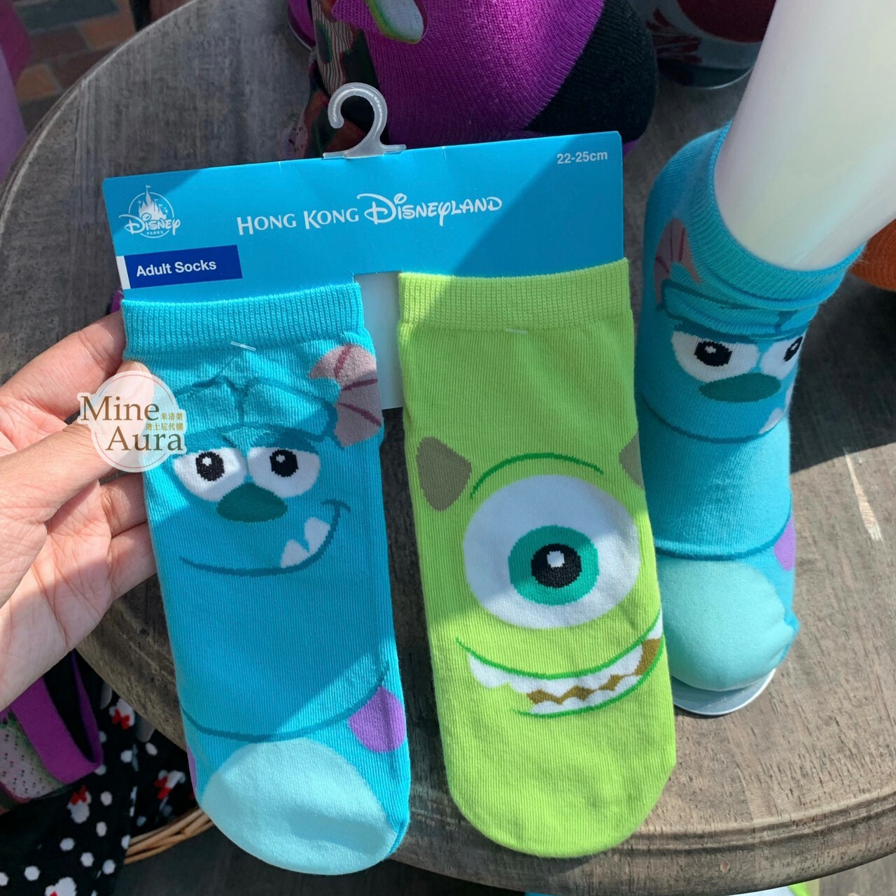 大眼仔 Mike Wazowski 毛怪 蘇利文 Sullivan 大臉圖案 襪子 怪獸電力公司 Monsters, Inc. -香港迪士尼樂園