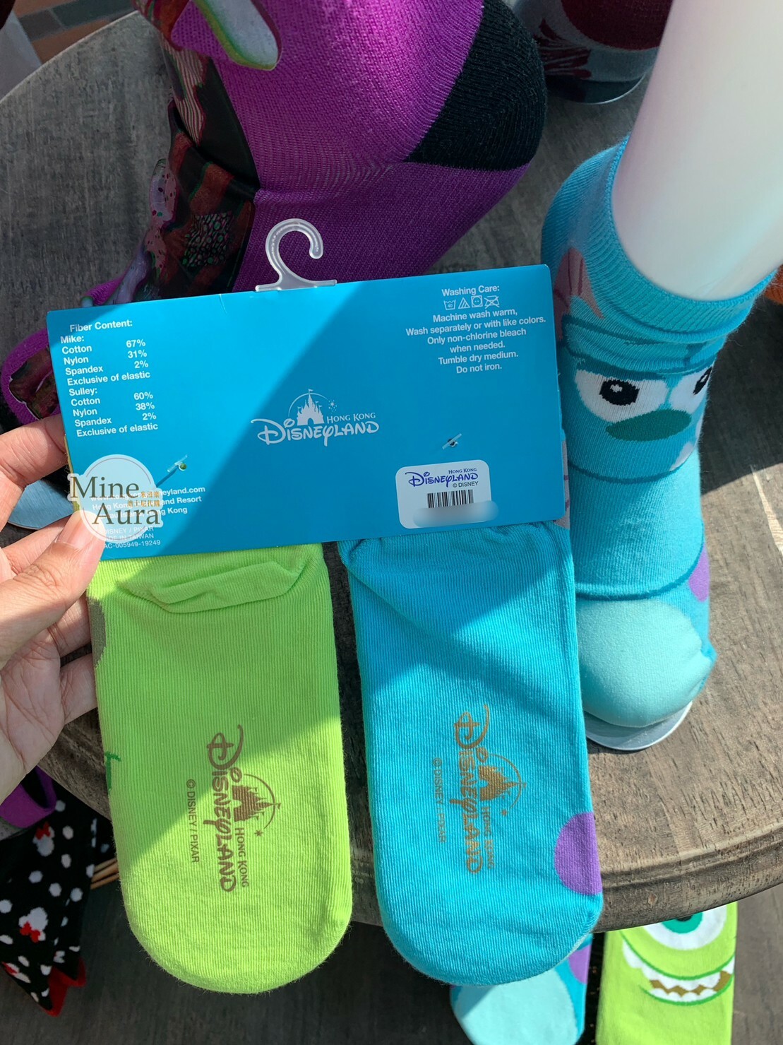 大眼仔 Mike Wazowski 毛怪 蘇利文 Sullivan 大臉圖案 襪子 怪獸電力公司 Monsters, Inc. -香港迪士尼樂園