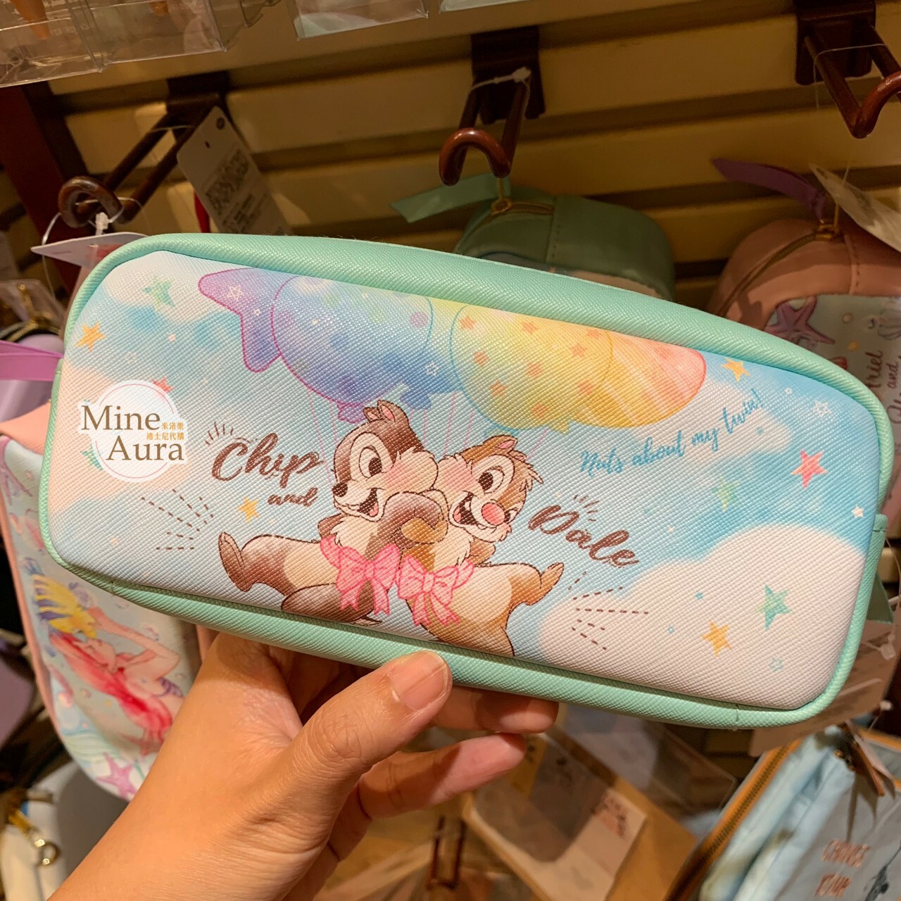 奇奇蒂蒂 Chip 'n Dale 星星氣球圖案 筆袋 收納袋 -香港迪士尼樂園