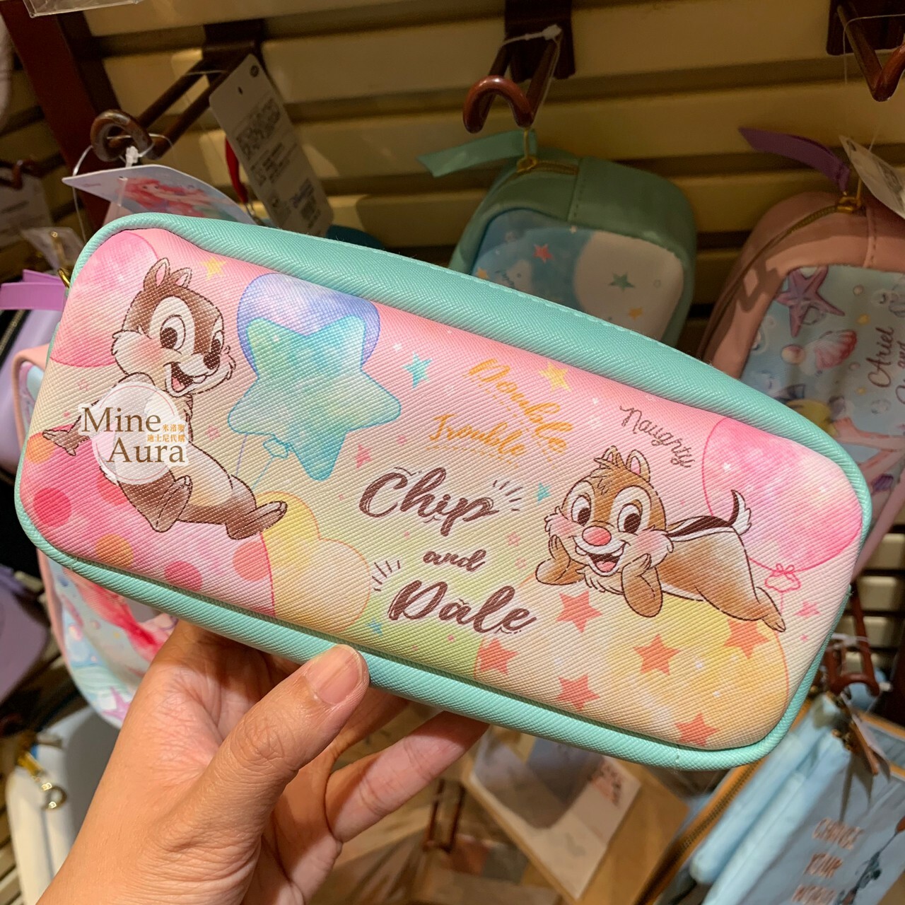 奇奇蒂蒂 Chip 'n Dale 星星氣球圖案 筆袋 收納袋 -香港迪士尼樂園