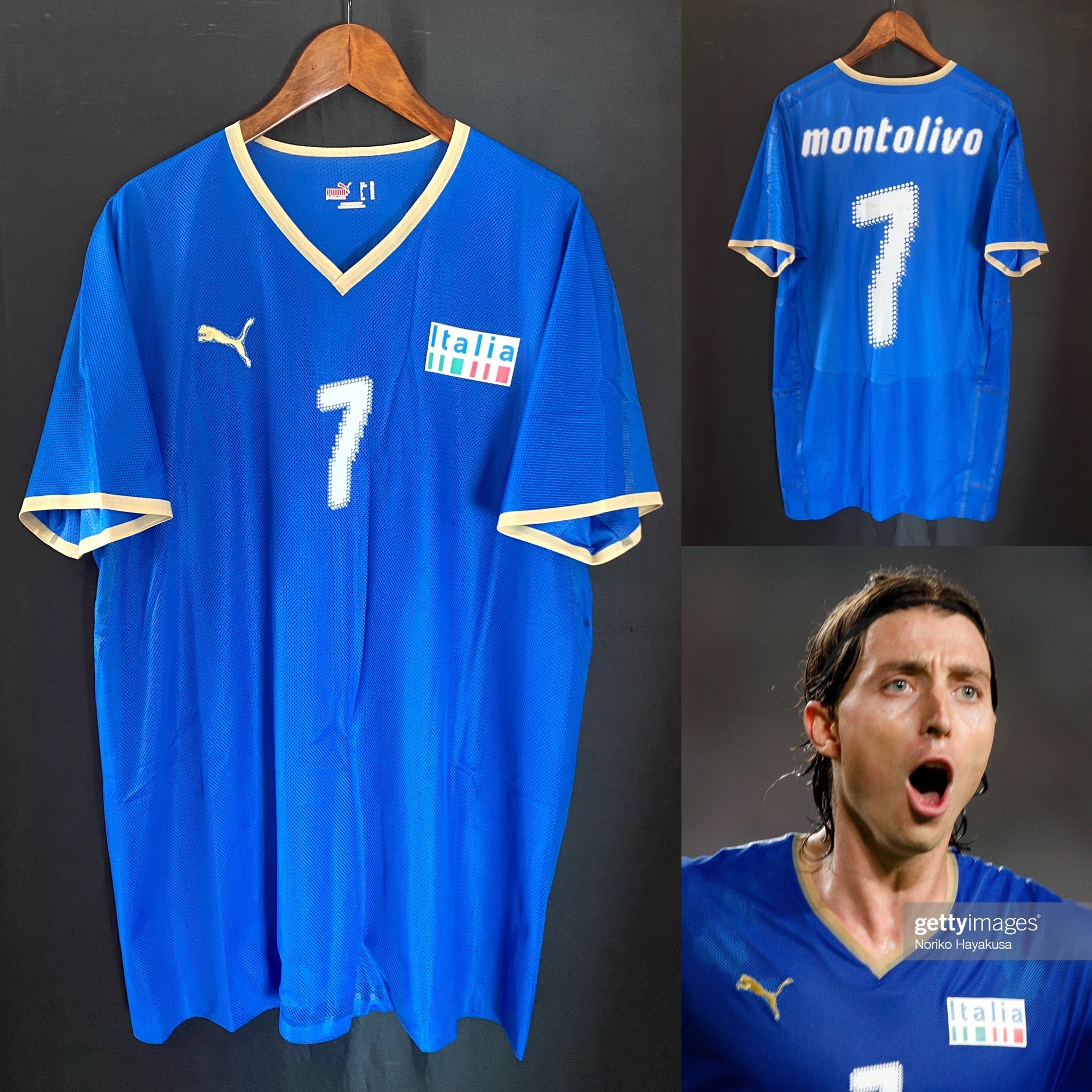 (Match Issue) Italy 2008 Beijing Olympic Home Match Worn Issue Shirt #7 MONTOLIVO