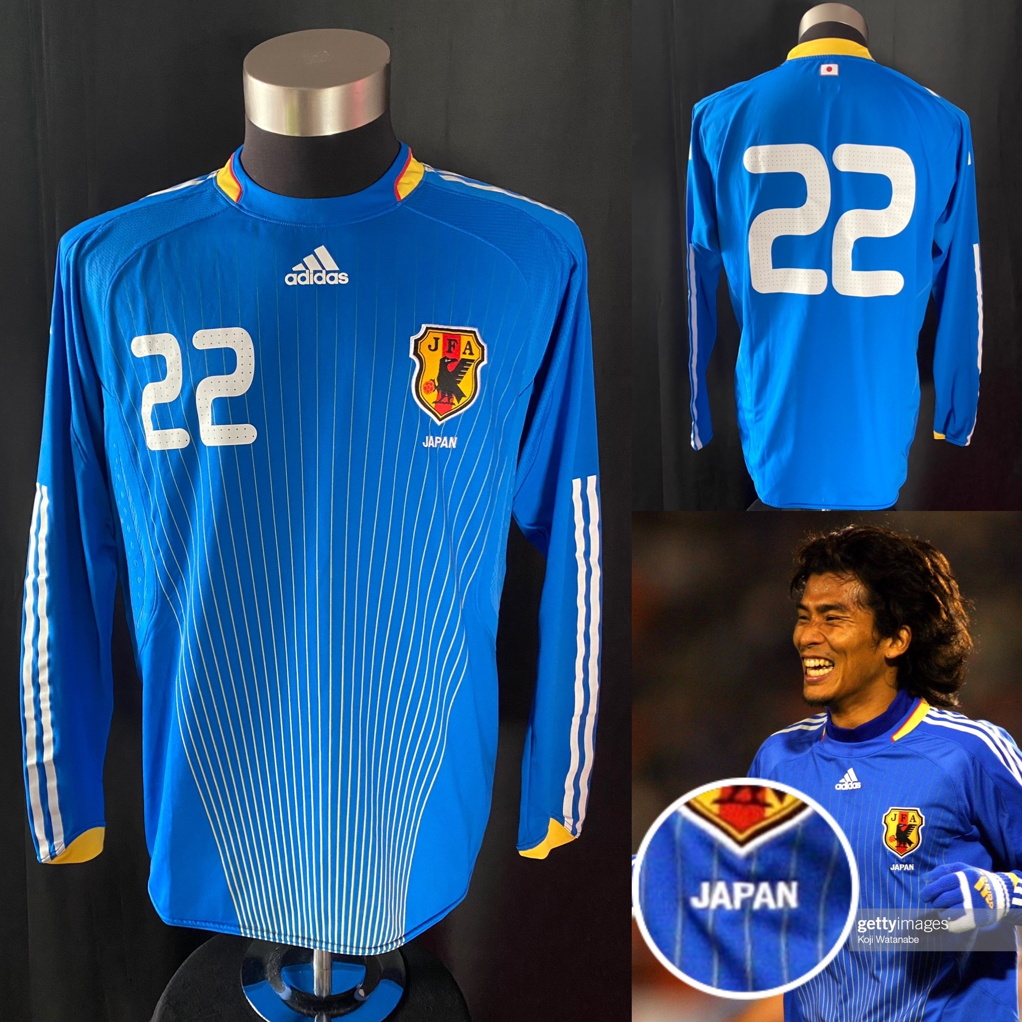 (Match Worn) Japan 2008 Adidas L/S Home Match Worn Shirt #22 NAKAZAWA