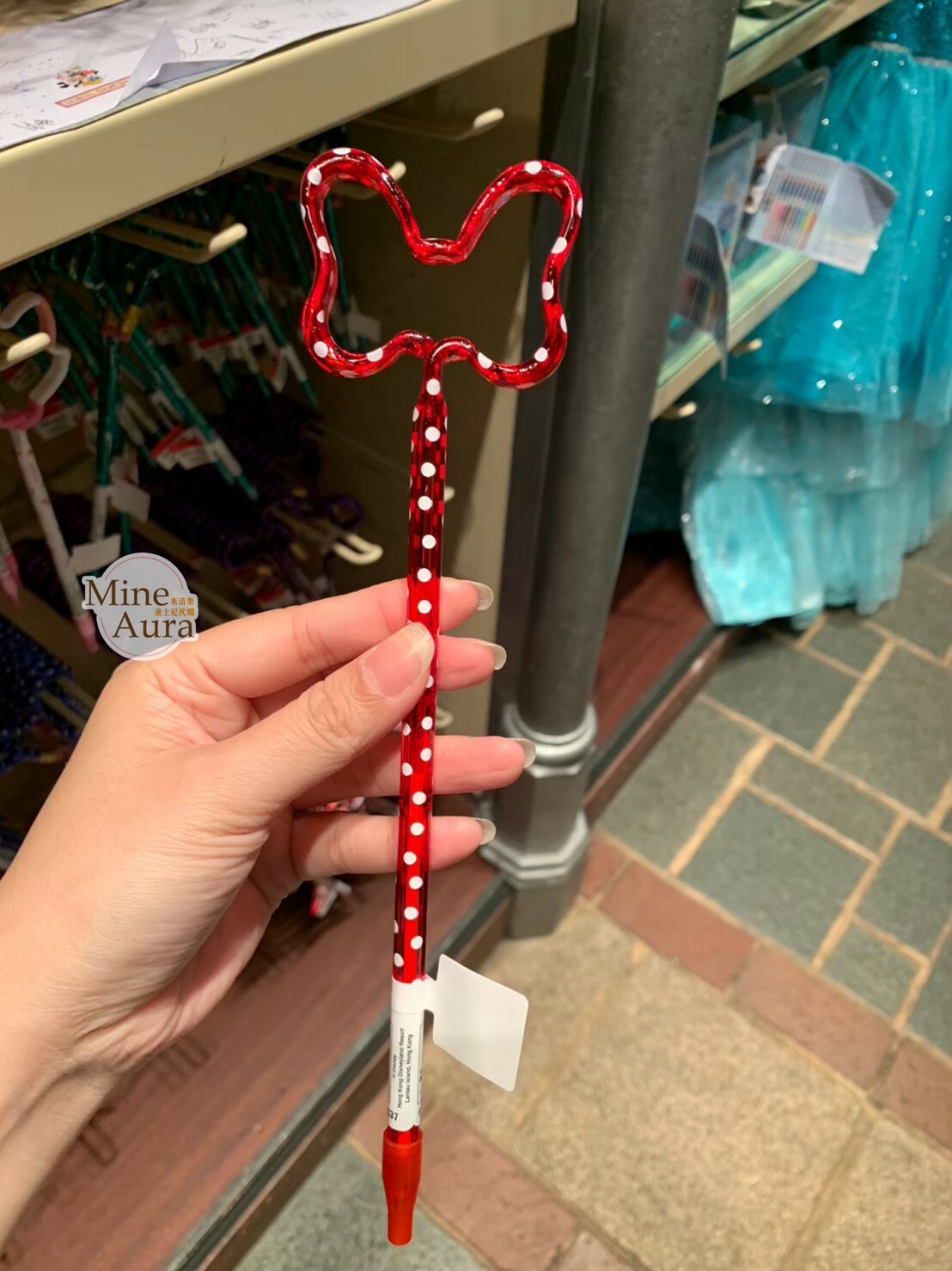 米妮 Minnie 蝴蝶結 造型 簍空 造型筆 圓珠筆 -香港迪士尼樂園