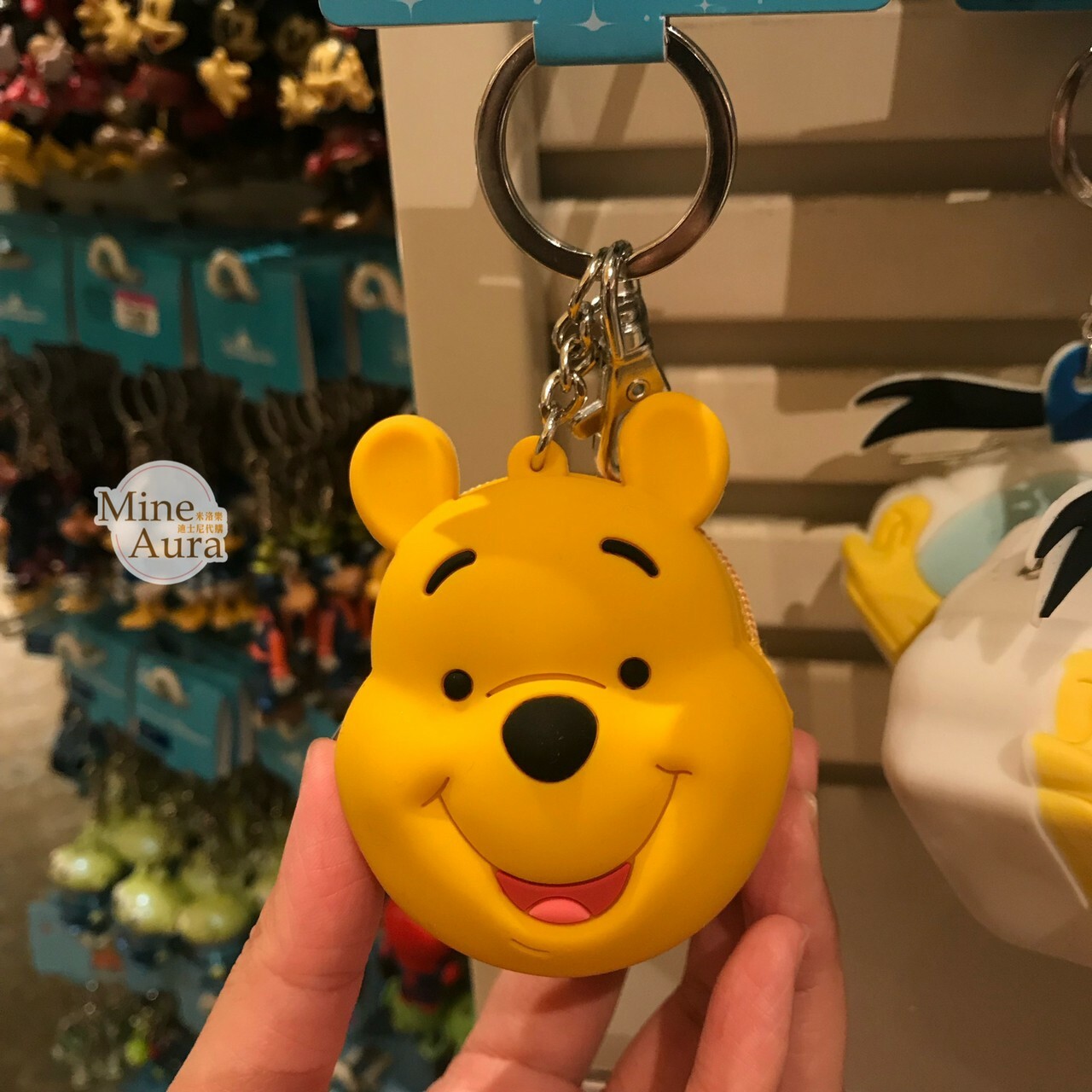 小熊維尼 Winnie the Pooh 大頭 造型 矽膠 零錢包 鑰匙圈 吊飾 -香港迪士尼樂園
