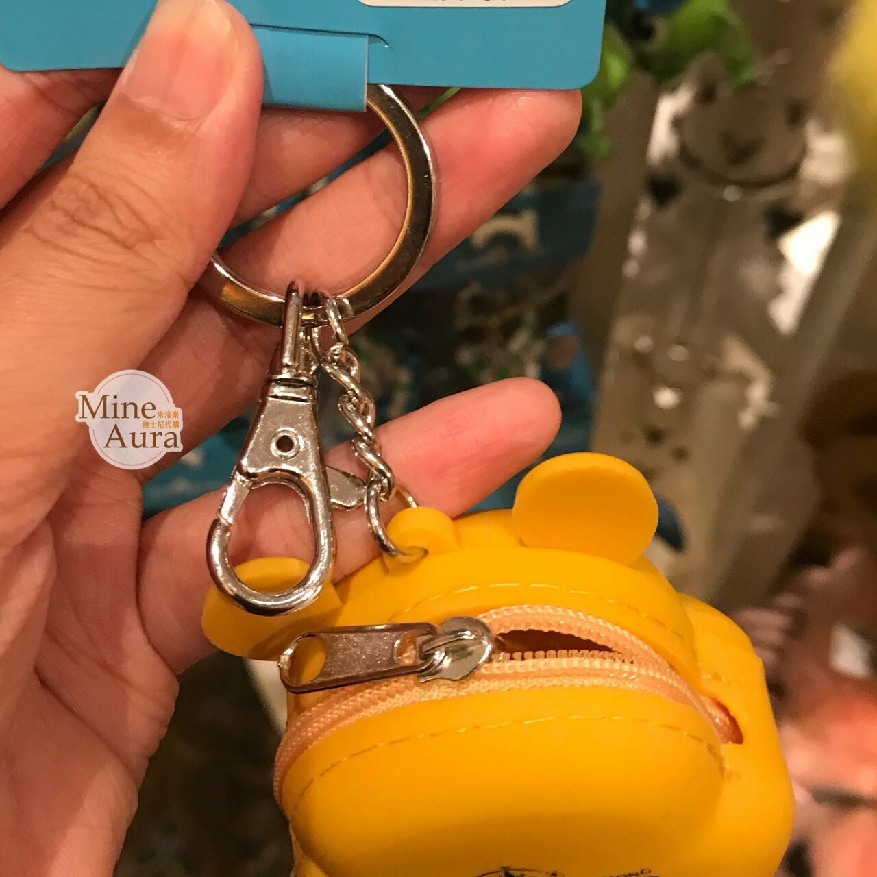 小熊維尼 Winnie the Pooh 大頭 造型 矽膠 零錢包 鑰匙圈 吊飾 -香港迪士尼樂園