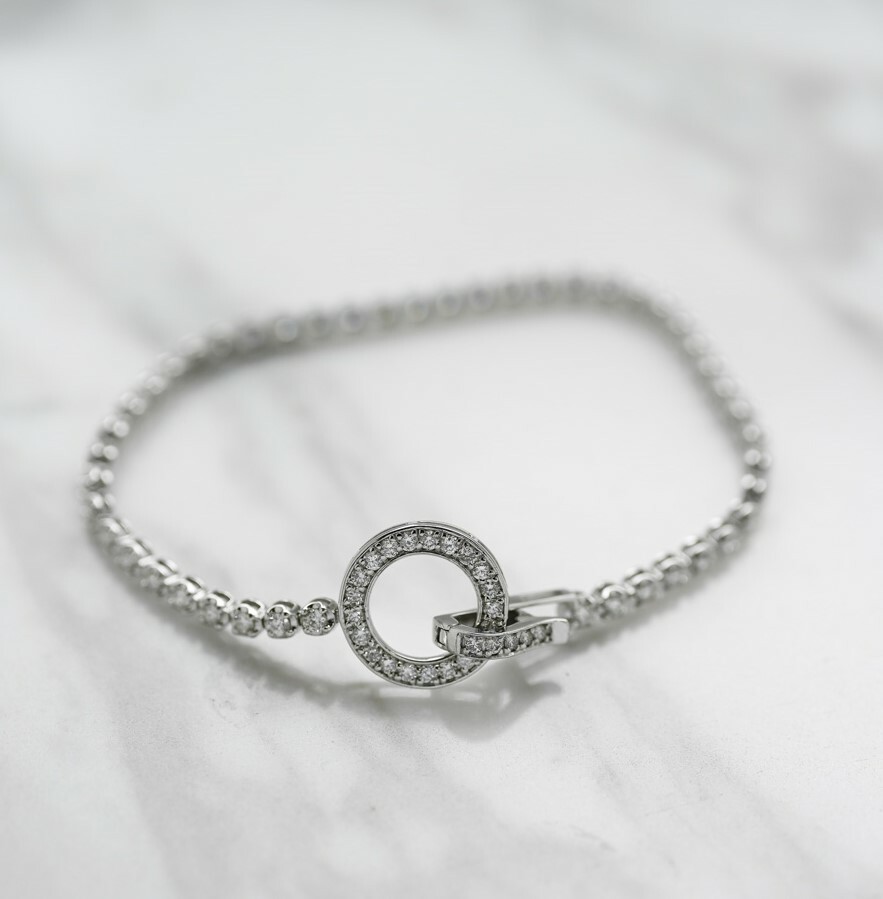 18k Circulo Lock Diamond Tennis Bracelet