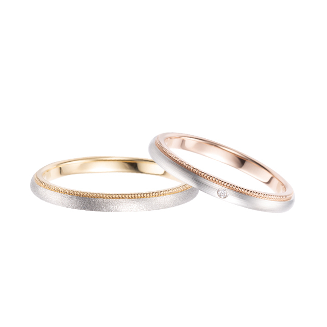 TANZO PT950鉑金及18K玫瑰金天然鑽石結婚戒指