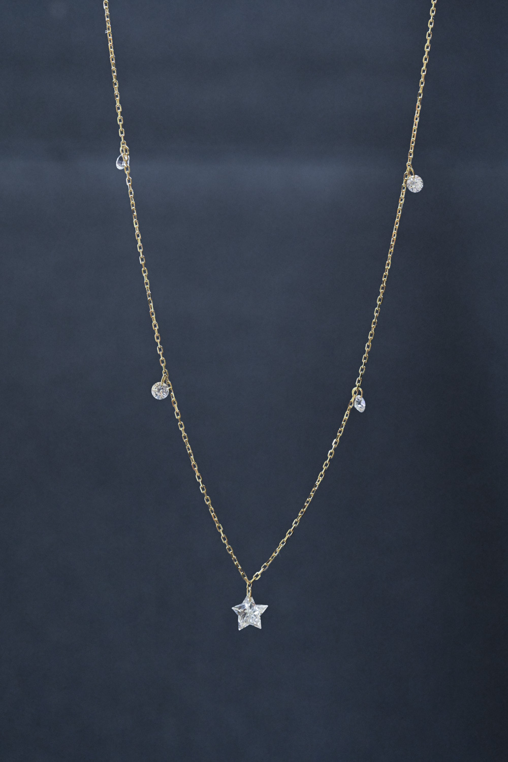 18K Star in the Sky Laser Hole Diamond Necklace