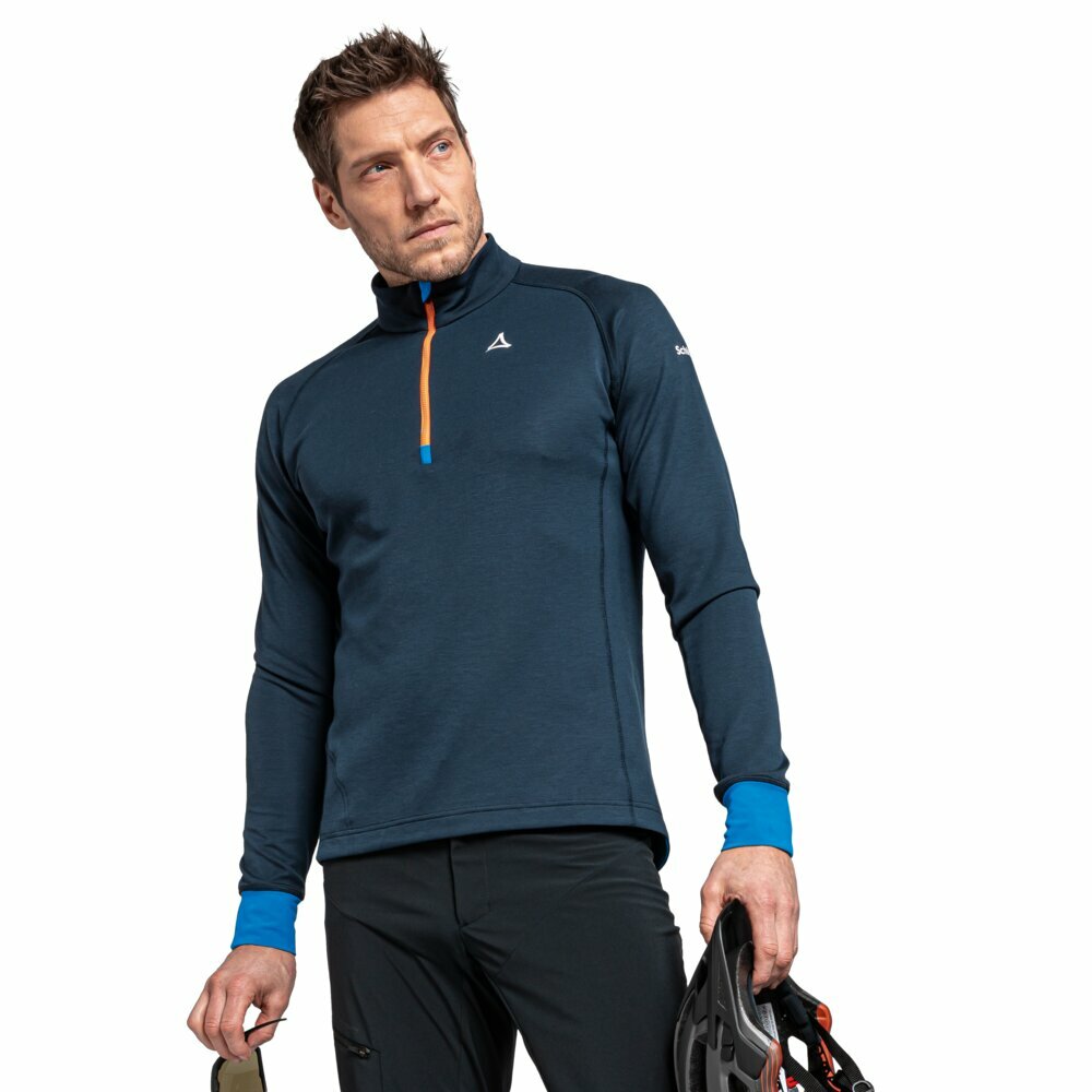 【Schoffel】男保暖透氣長袖立領衫 / 22SL50-23406-[山湖藍、藍]