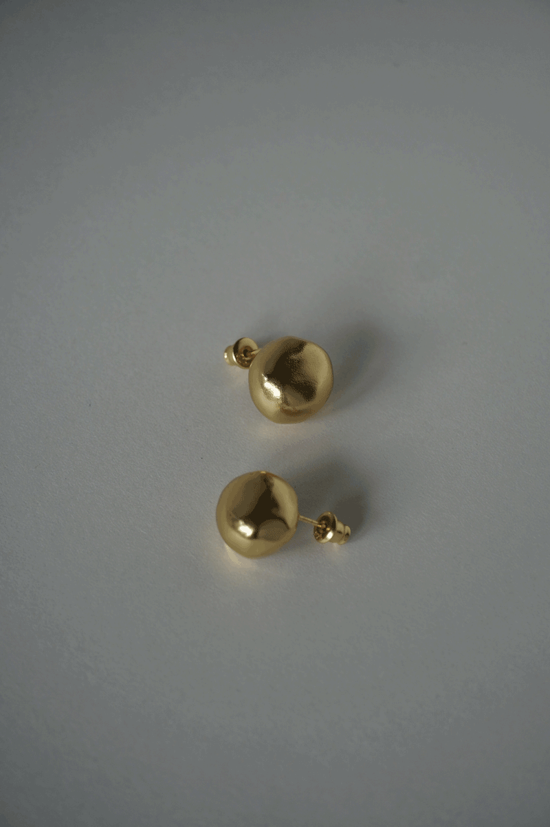 卵石耳環 - K18 Plated