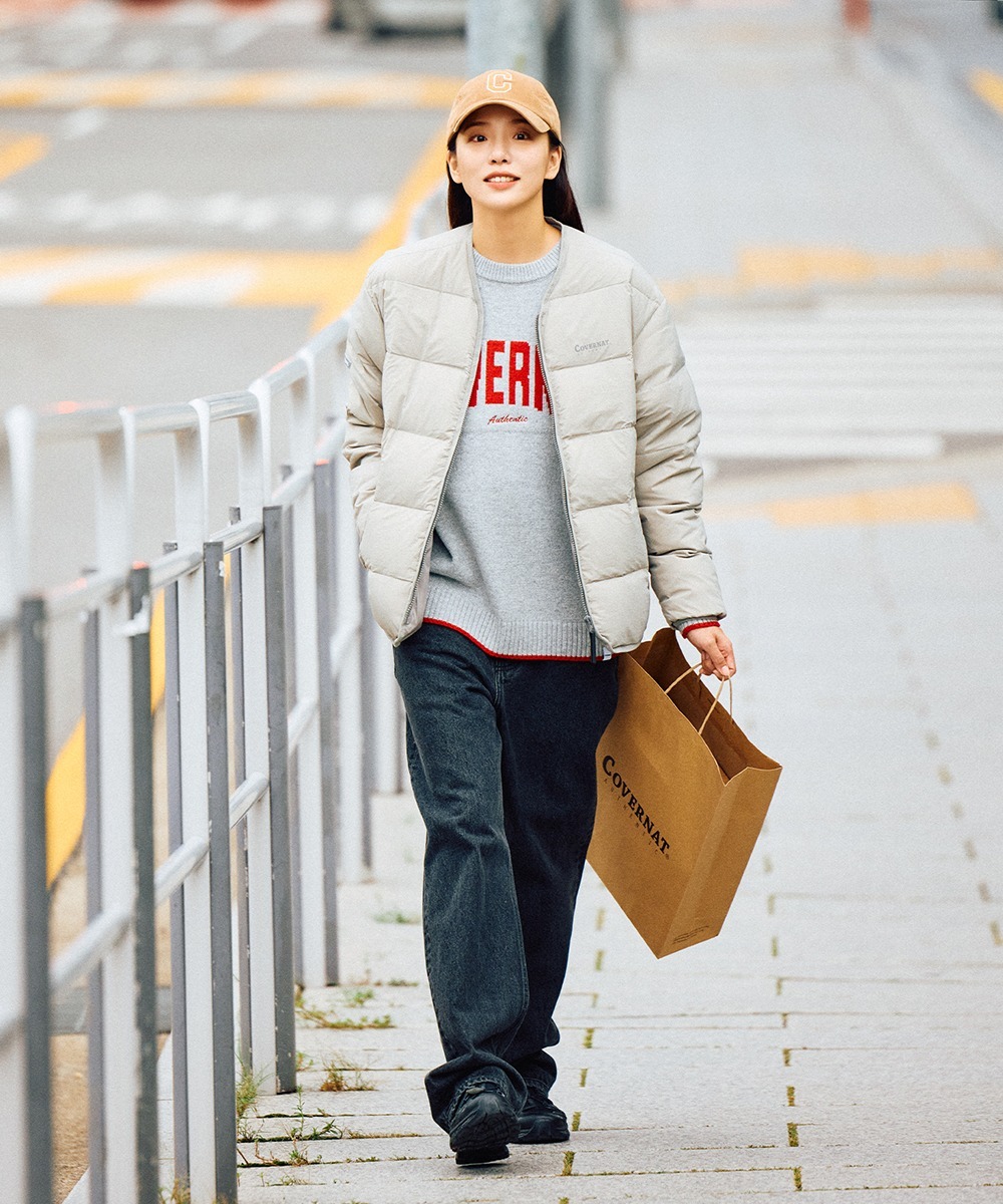 COVERNAT RDS Light 無領 羽絨外套 夾克 米色