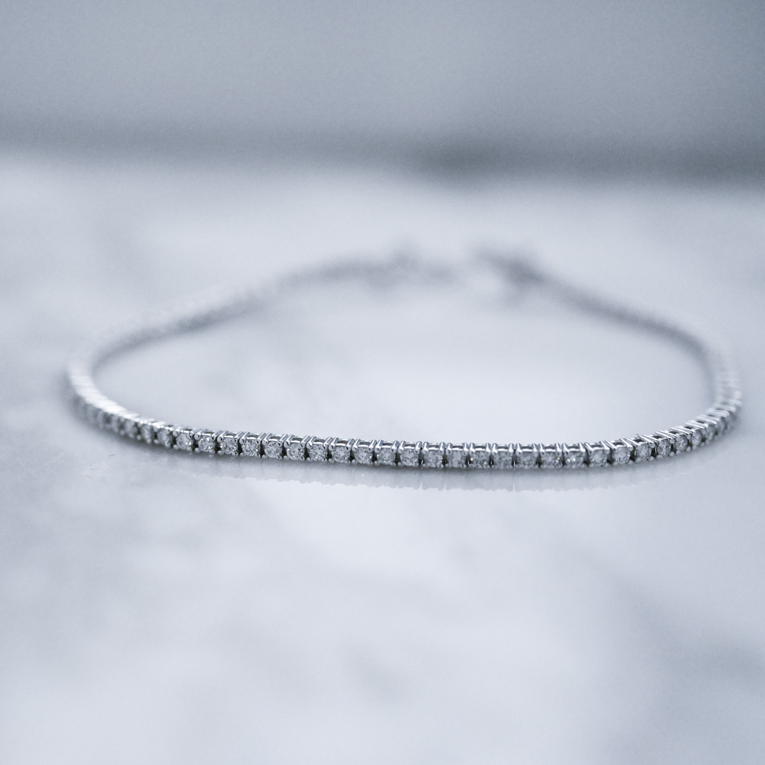 18K Four Prong 1.3mm Tennis Diamond Bracelet