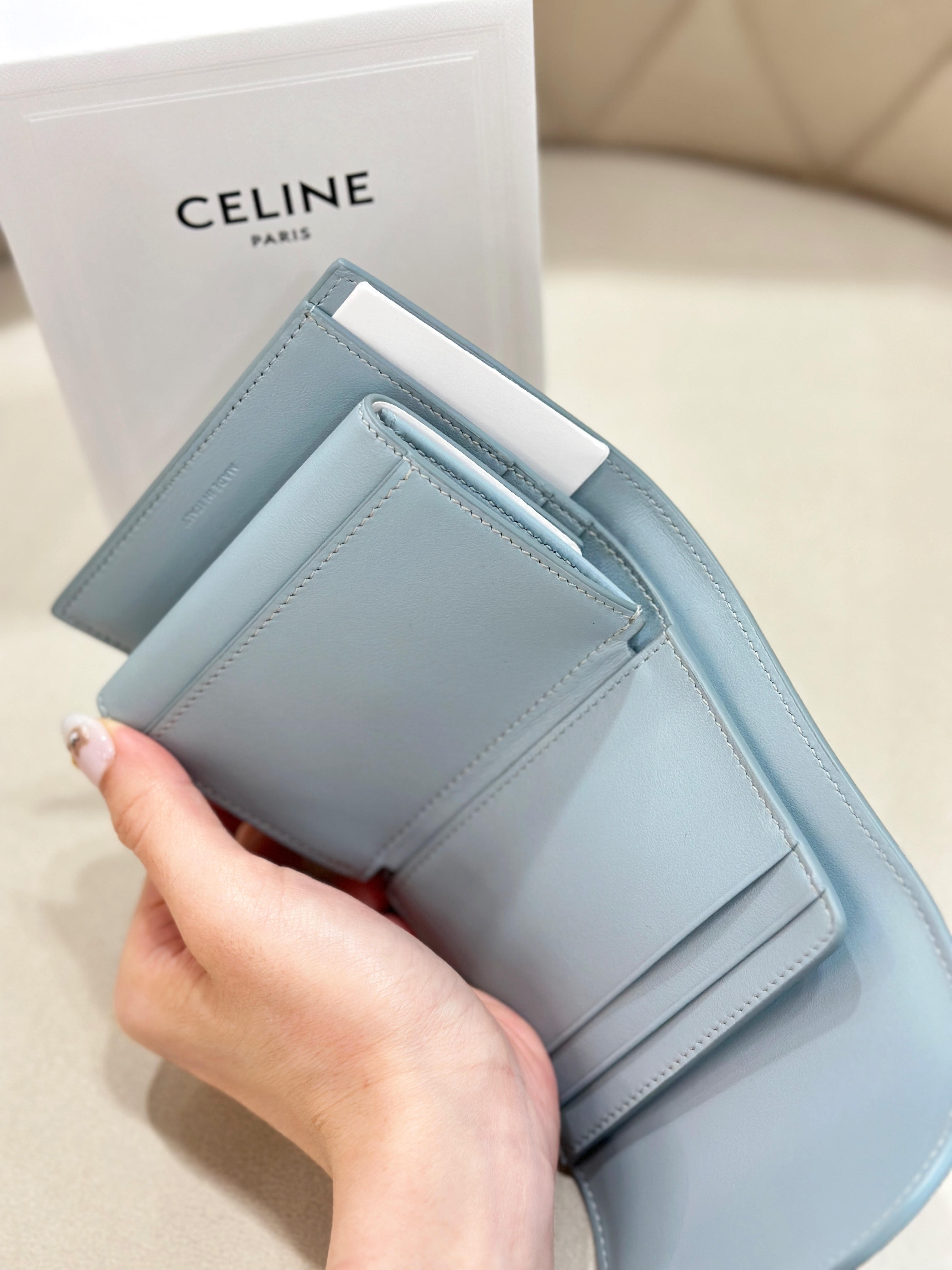 CELINE Triomphe Small Flap Wallet - ice blue CELINE Triomphe Small Flap Wallet - ice blue