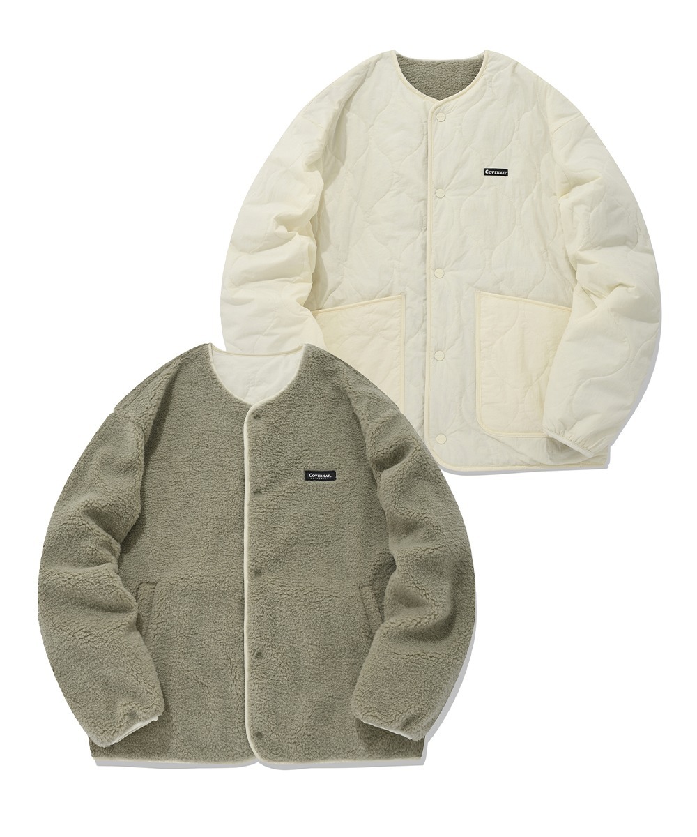 COVERNAT 雙面夾克 外套 米/鼠尾草綠色