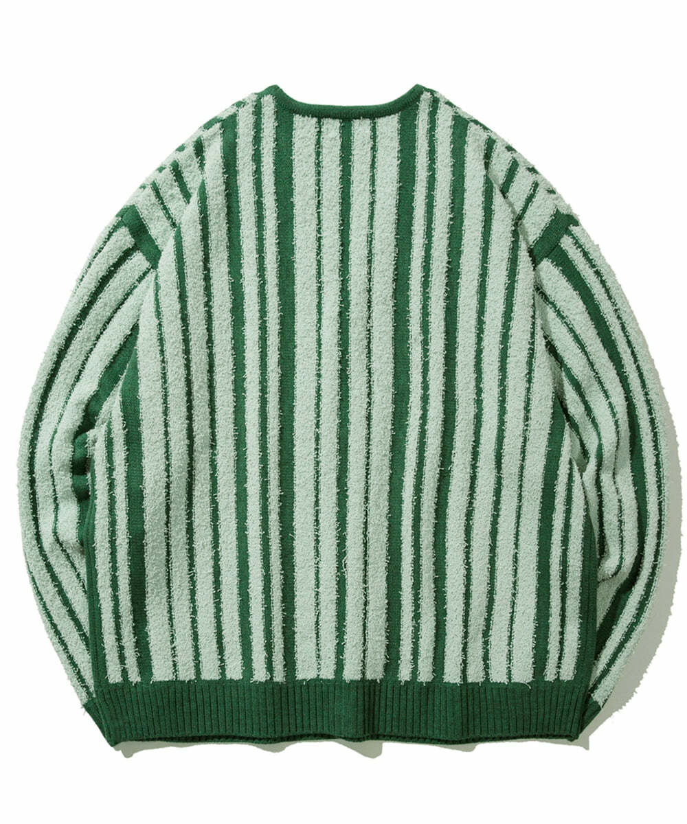 COVERNAT 直條紋 毛毛襯衫 外套  綠色