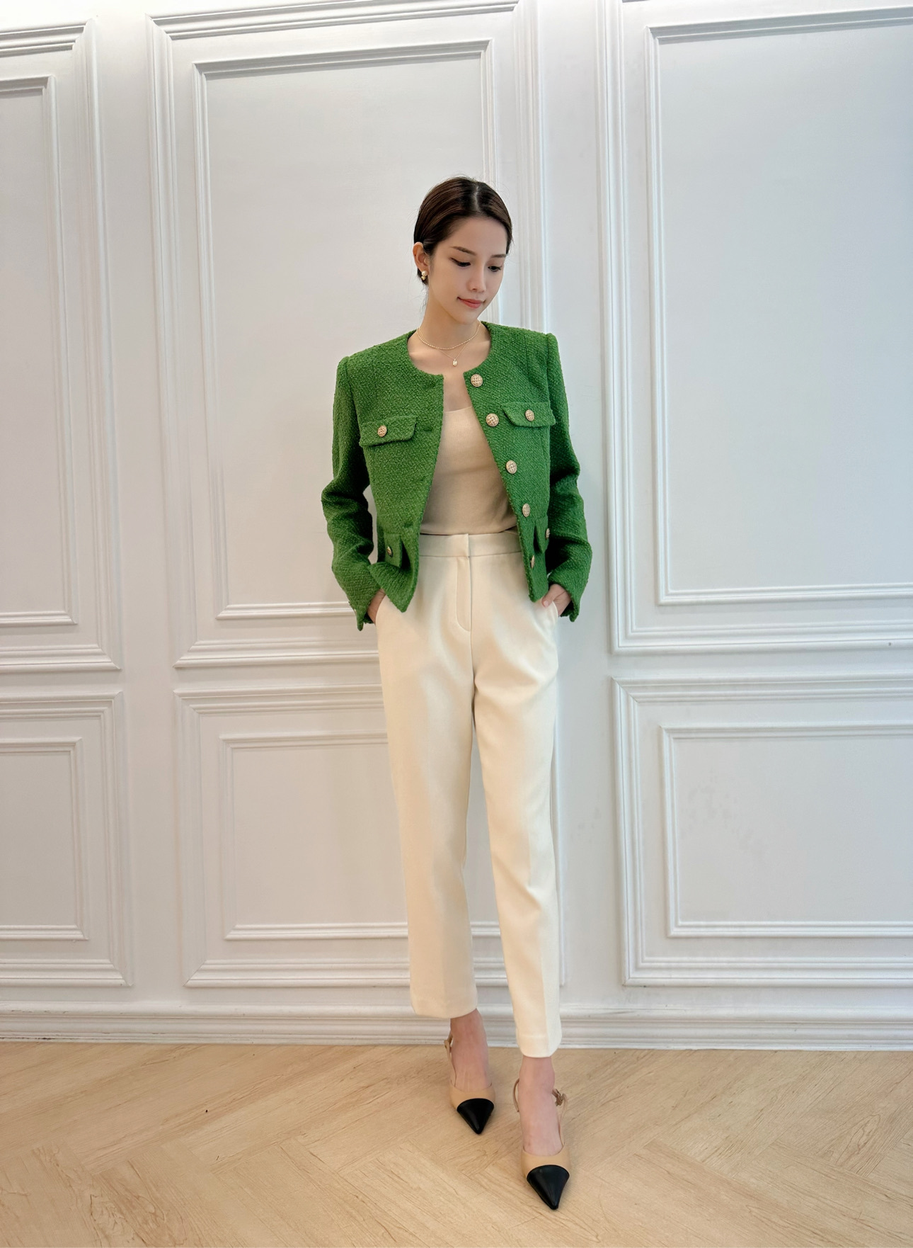 (秋冬必備)薄刷毛修身西裝褲