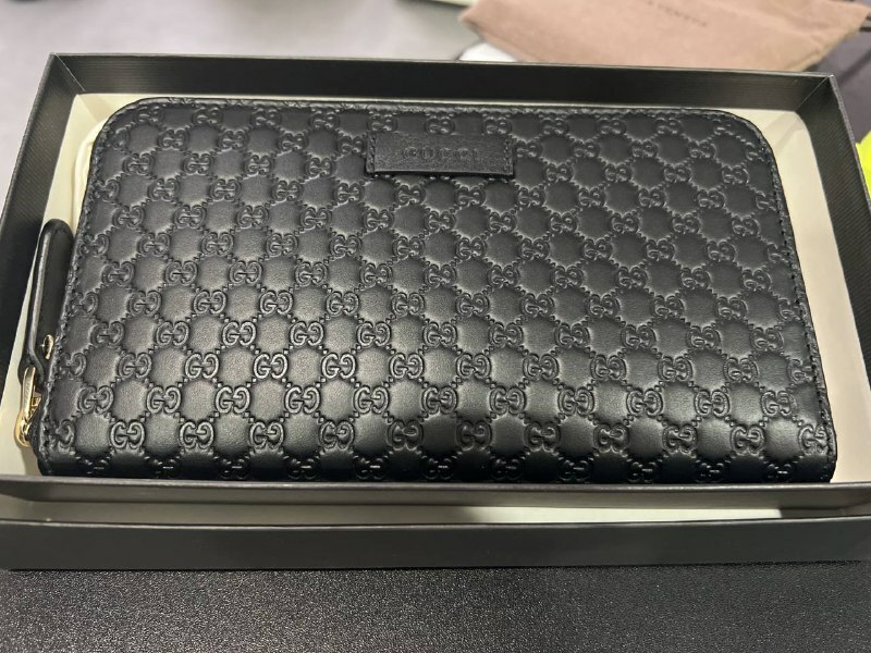 [S] GUCCI MICROGUCCISSMA BLACK LEATHER LONG WALLET, 449391 (SGC25)