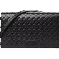 [S] GUCCI MICROGUCCISSMA BLACK WALLET CROSSBODY, 466507 (SGC26)