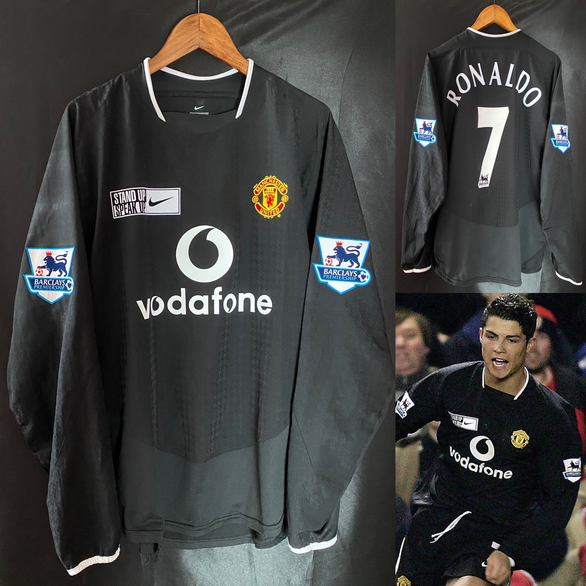 曼聯 2004-2005 反種族歧視 Nike 黑色二客長袖球衣 #7 RONALDO