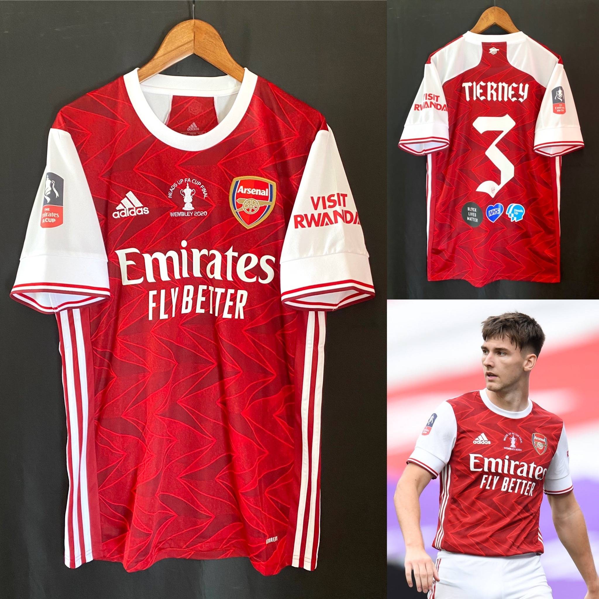 (BNWT) Arsenal 2020 FA Cup Final Adidas Home Shirt #3 TIERNEY