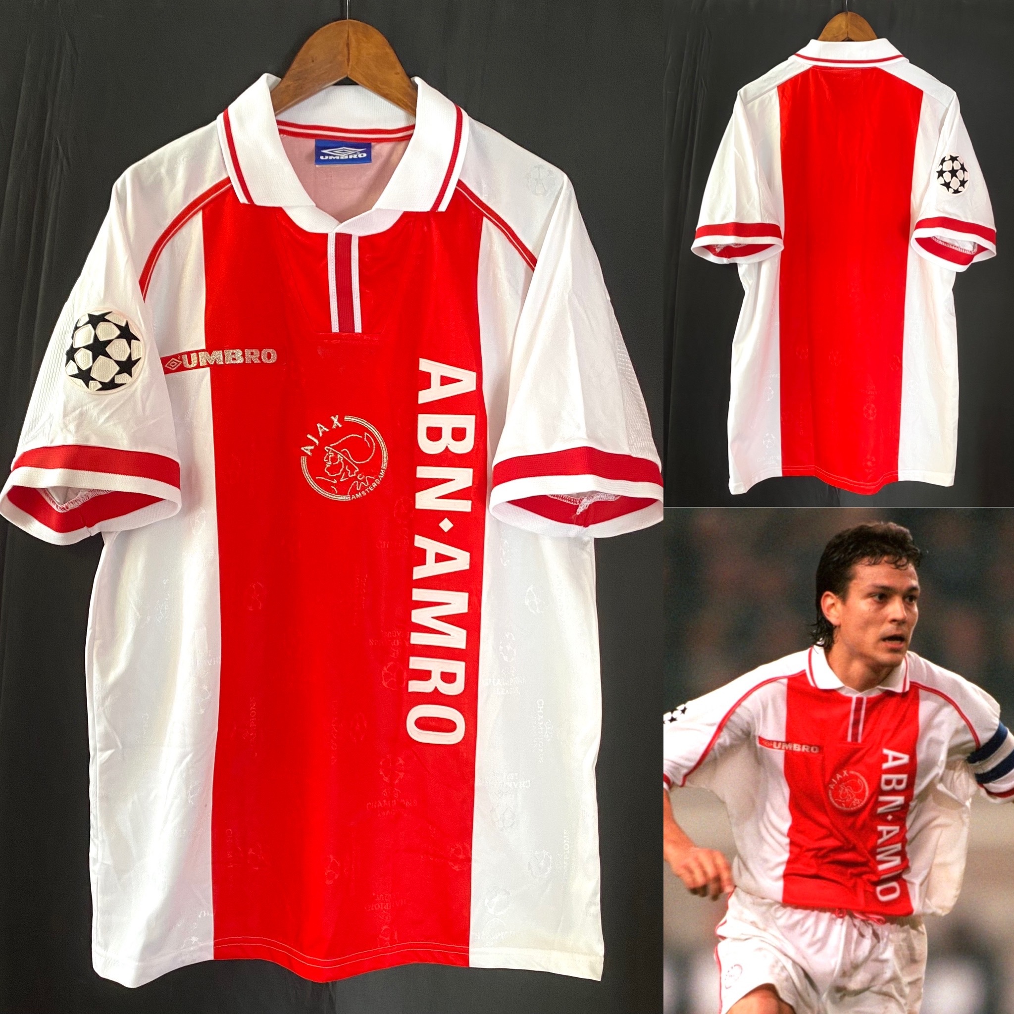 (Player Issue) Ajax 1998-1999 UEFA Champions League Umbro Home Player Issue Shirt