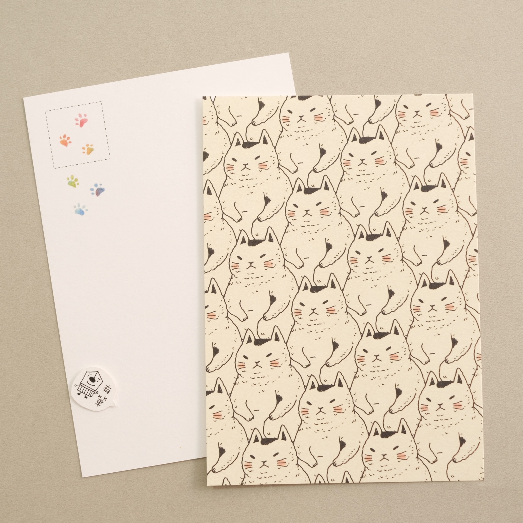 阿嬤養的胖貓咪 明信片｜白色吉米 臺灣