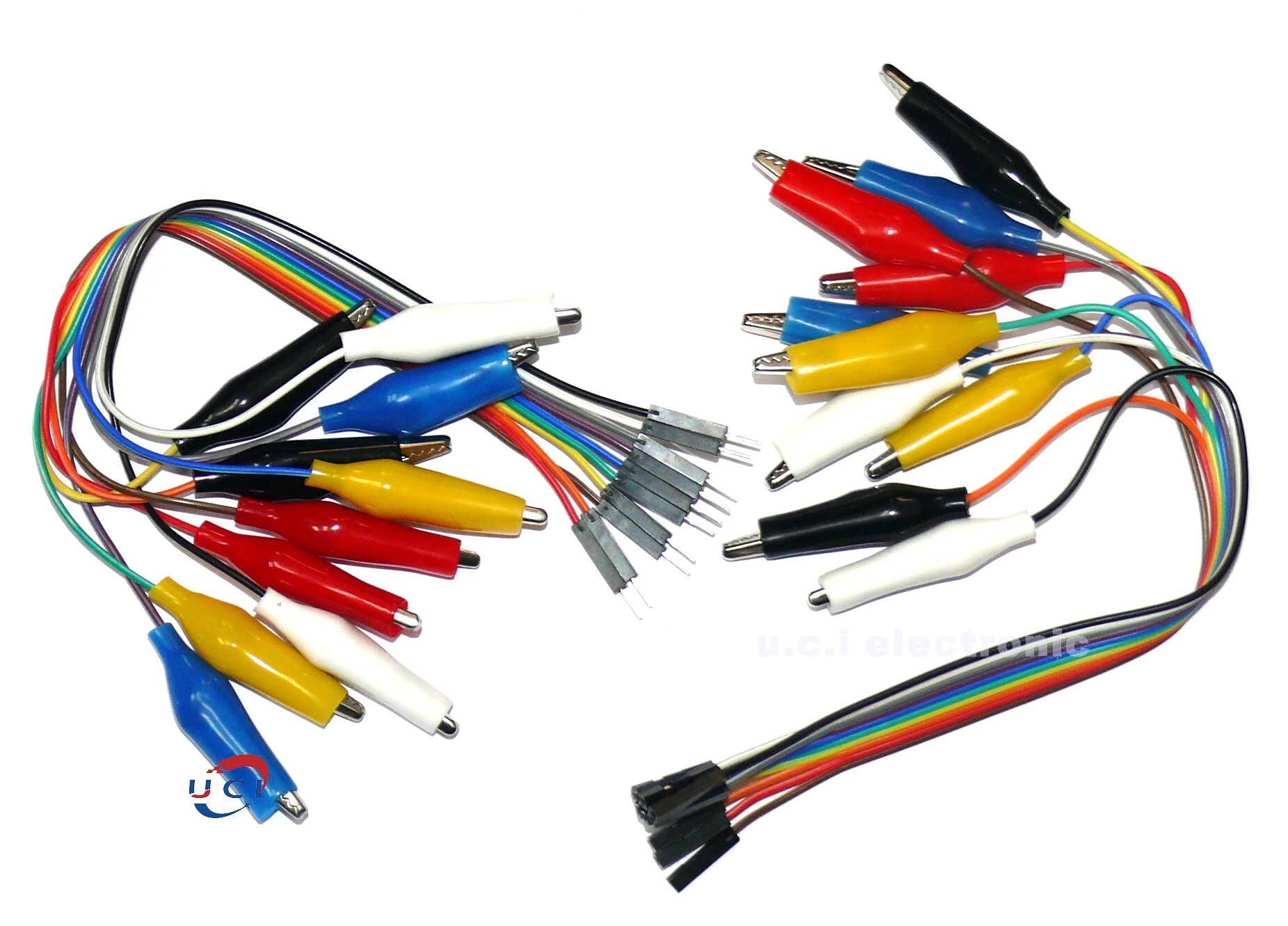 【UCI電子】(L-5) 彩色線杜邦頭轉鱷魚夾線 杜邦線帶鱷魚夾子 20CM 杜邦公頭 10條