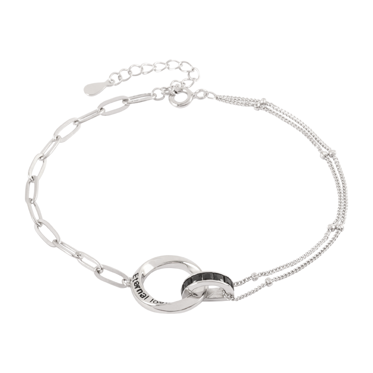 純銀手鍊，情侶手鍊 莫比烏斯環相扣設計；Eternal Love永恆的愛（2873男款）