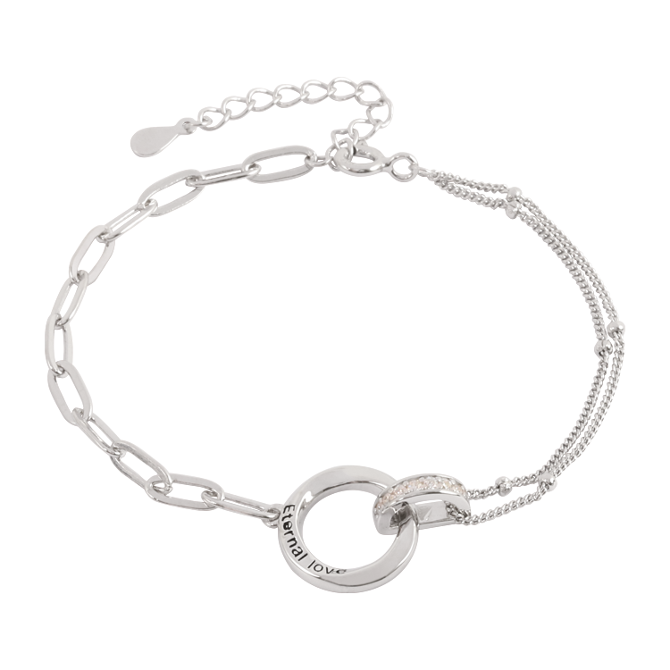 純銀手鍊，情侶手鍊 莫比烏斯環相扣設計；Eternal Love永恆的愛（2873女款）