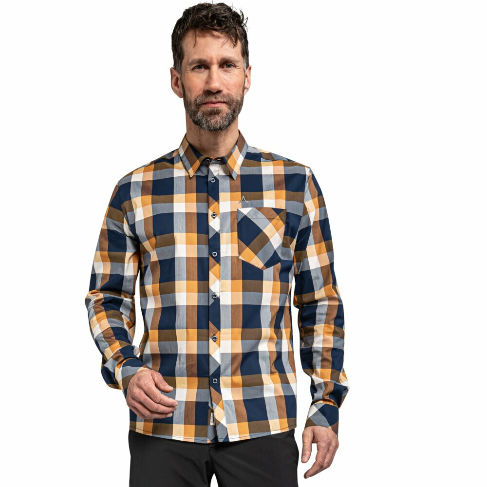 【Schoffel】男排汗快乾彈性長袖襯衫 / 22SL20-23658-[綠、藍棕]