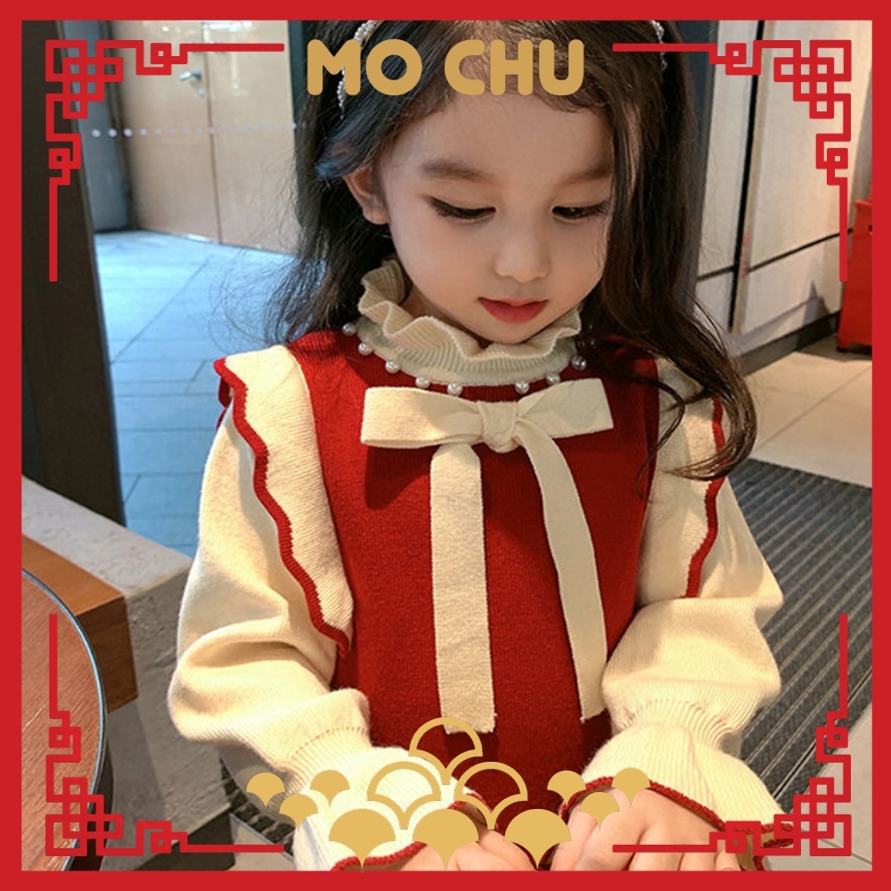 (90cm現貨)蝴蝶結荷葉邊針織裙