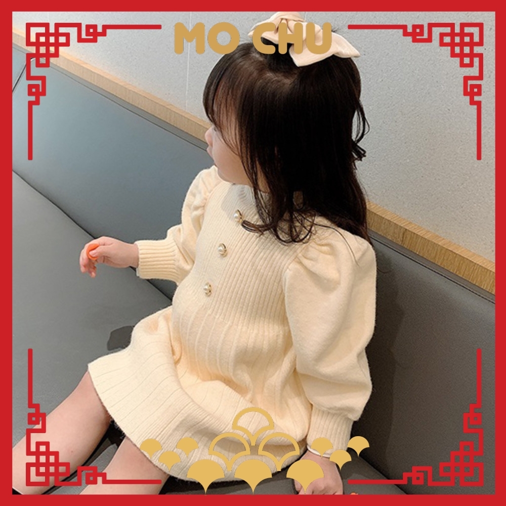 (120.130現貨)泡泡袖針織百摺裙