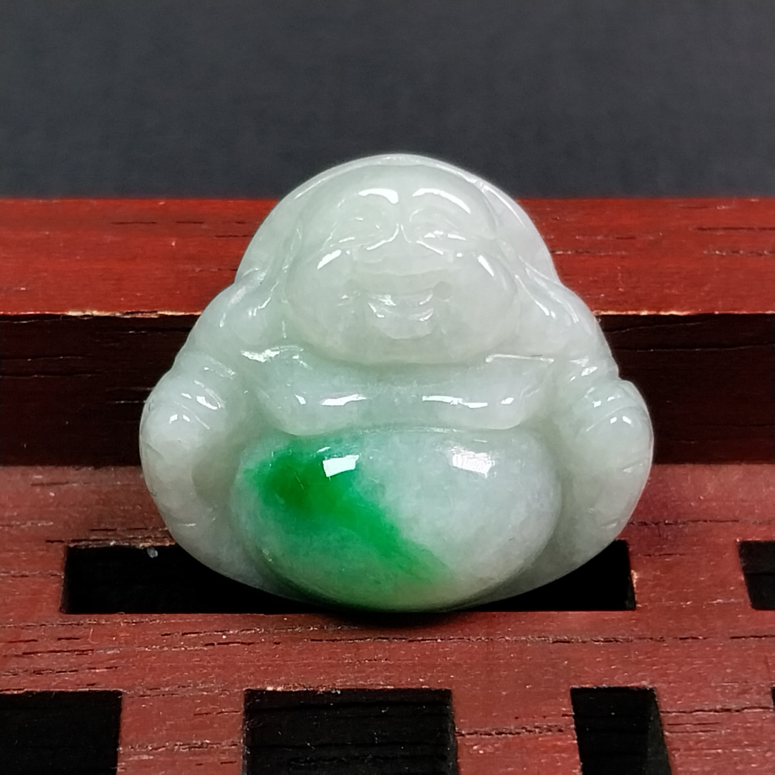 糯飄綠小笑佛, 天然翡翠A玉, 緬甸玉, Jade, Jadeite